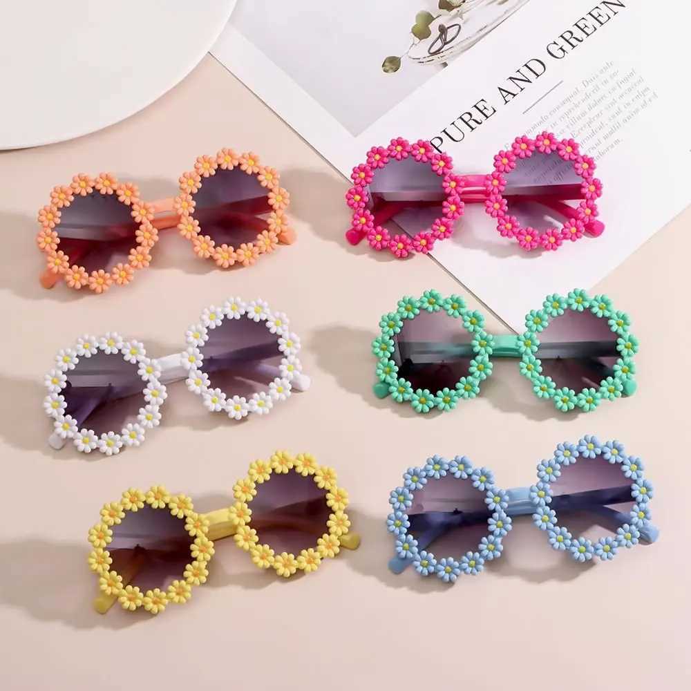 Retro Chrysanthemum Sunglasses Adult and Children Round Frame Sunglasses Fashion and Fun Festival Par Glasses Sunshade Glasses W250109