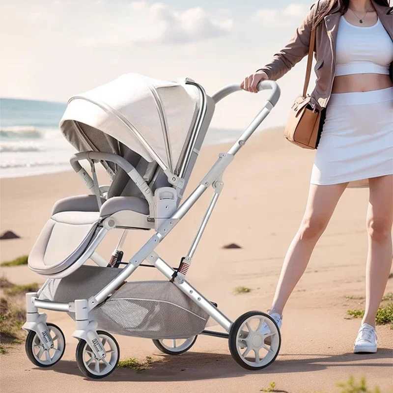Baby stroller can sit down and lie down foldable in both directions high landscape for newborns one handed series W250109