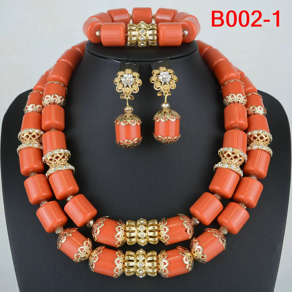 Wedding Bridal Artificial Coral Jewelry Set African Nigerian Beads Necklace 250103