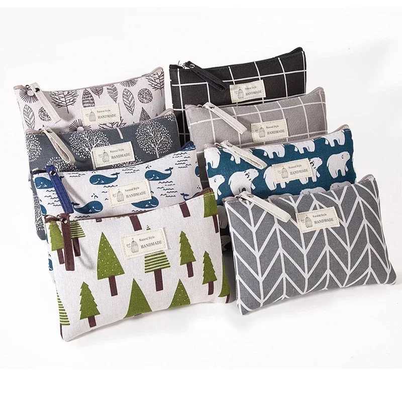 New Womens Travel Makeup Bag Canvas Portable Zipper Makeup Bag Womens Wallet Pencil Box Makeup Bag W250109