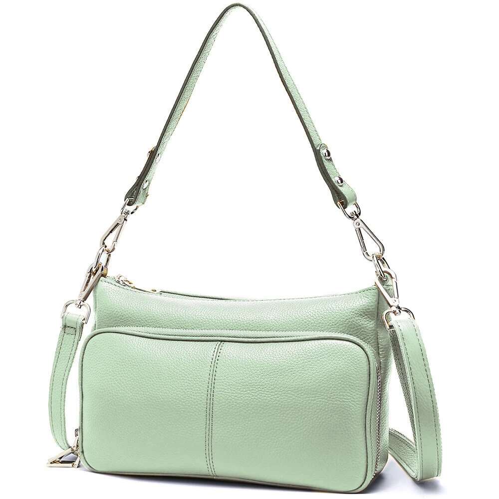 Zency Elegant Women Handbag 100% Genuine Leather Ladies Shoulder Bag Crossbody Messenger Purse Fashion Hobos Black High Quality