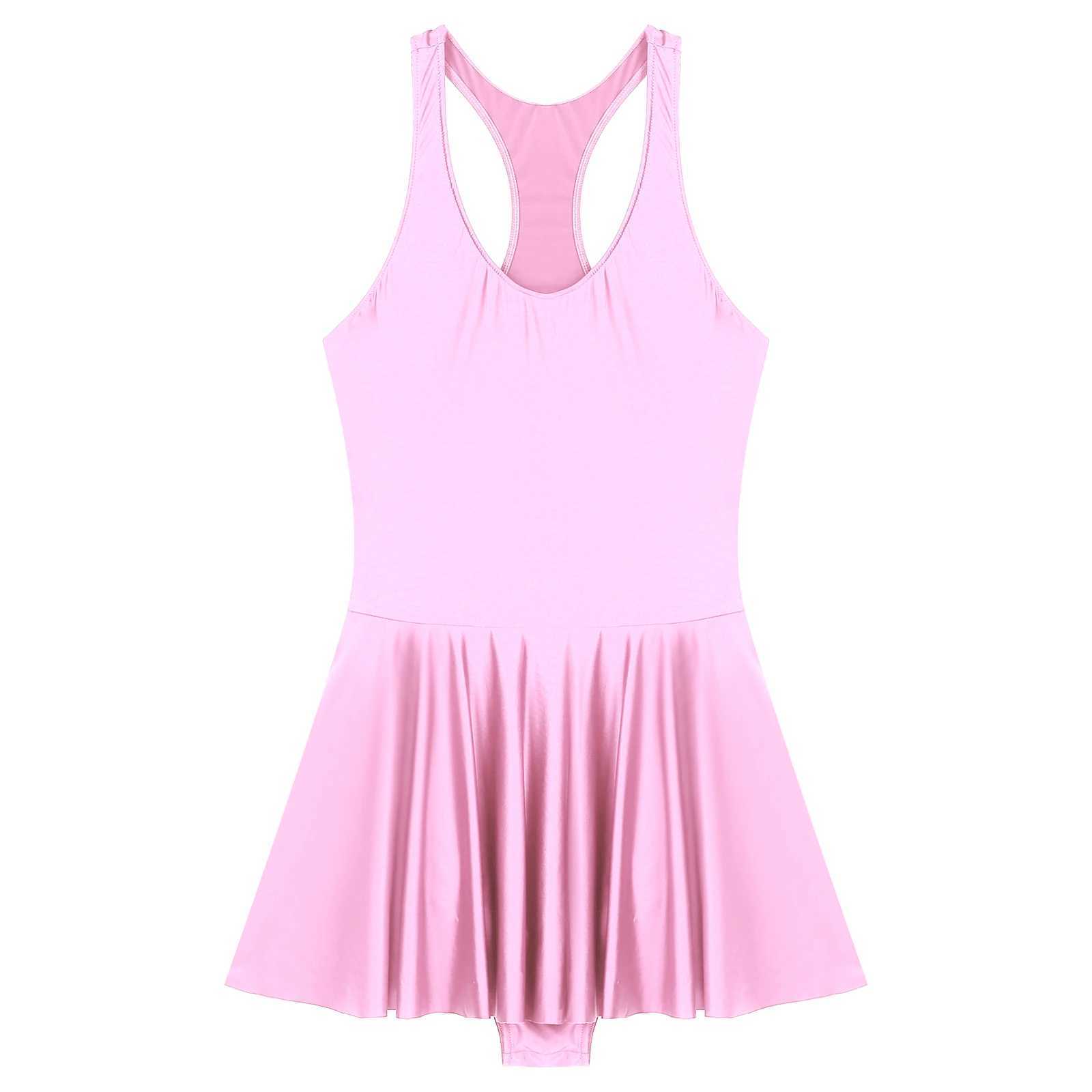 Womens Swimsuit U Neck otard Dres Sportswear Swimwear Glossy Tank Dr One-Piece Sev Yoga Balt Dance CostumeXJ240108