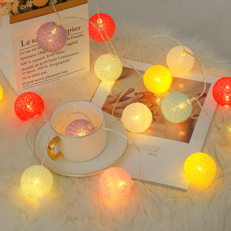 LED Cotton Thread Ball Light String Night Light Room Decoration Atmosphere Light Festival Party Color Light String Light Manufacturer Direct Sales Pin