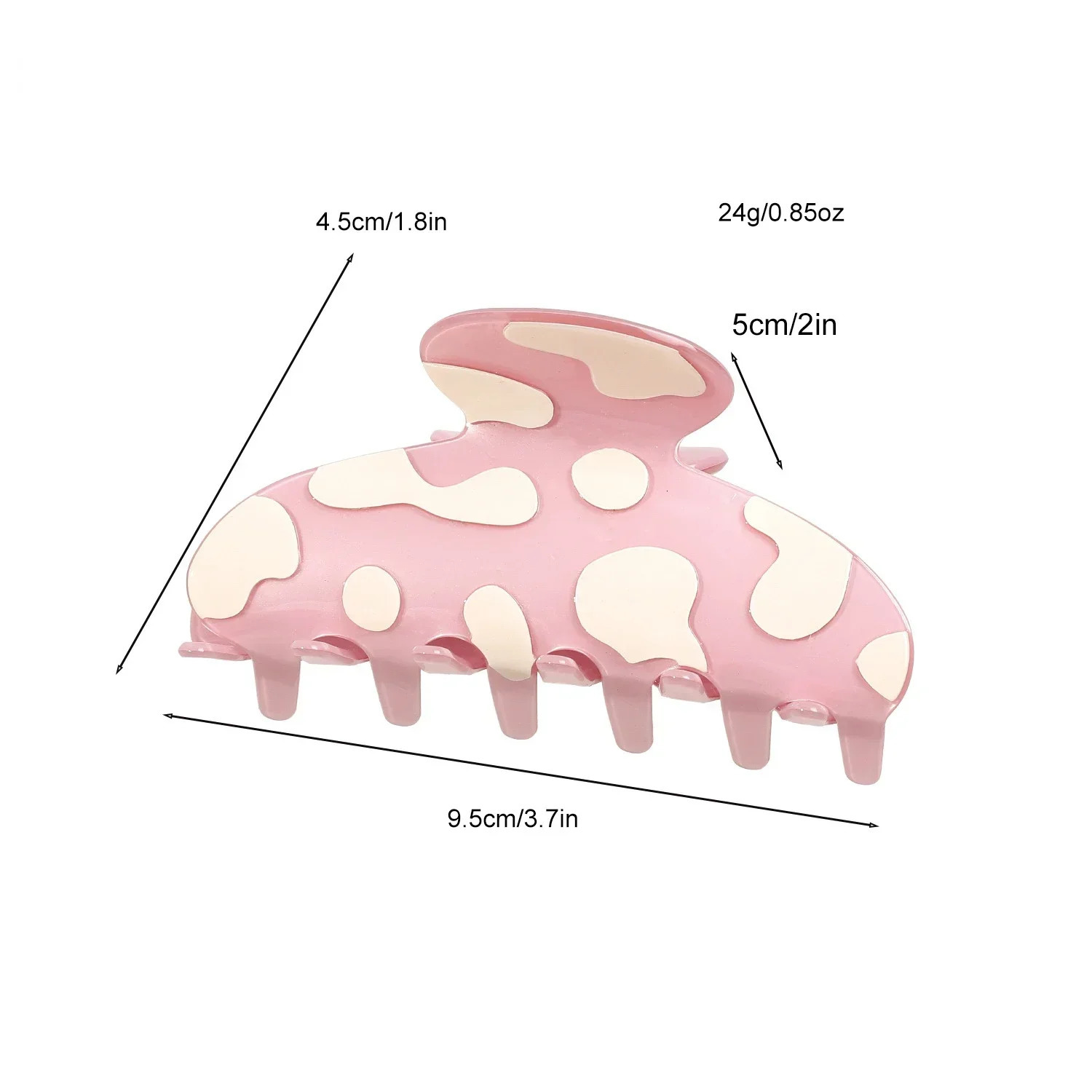9.5cm 1pc Cow Pattern Cute Hair Clip Fashionable Semi-circle Womens Back Head Clip Shark Clip Girls Hair Accessory Gift 250103