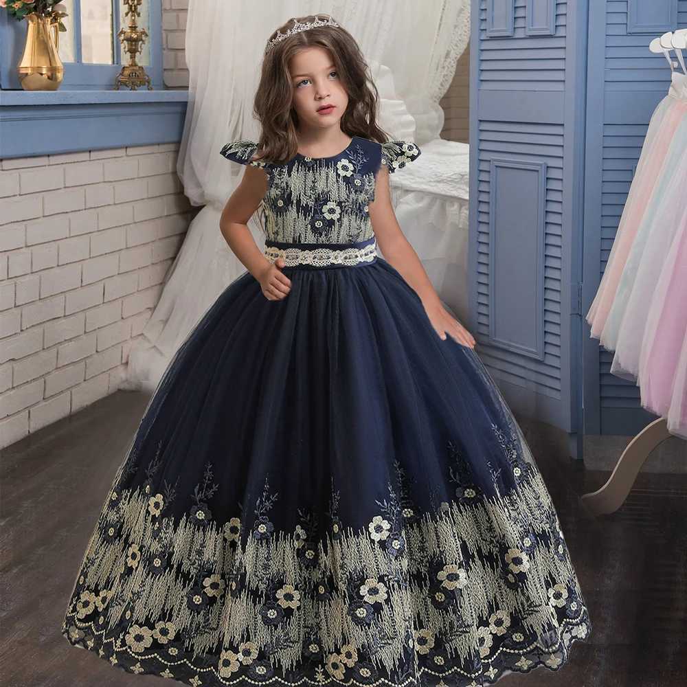 Flower Girl Dress Princess Elegant Children Par Long First Communion Kids Clothes For Teen Children Wedding Birthday VestidosXJ250108