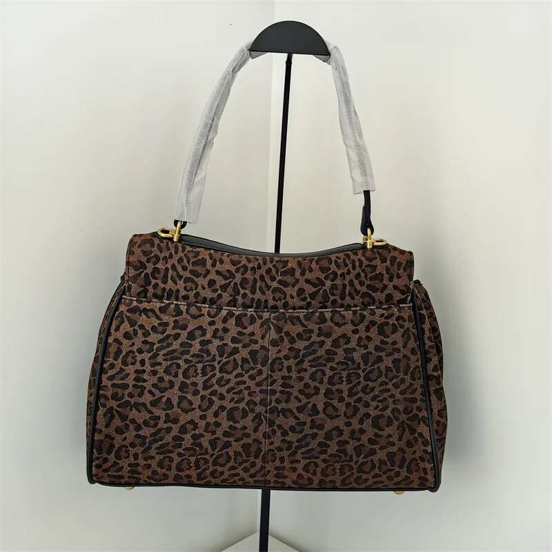 Fashion Vintage Leopard Print Women's Large Capacity Lock Shoulder Bag Autumn Winter New OL Work Commute Business Handbag 2025