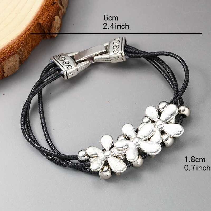 Bohemian Vintage Flower Lucky Leather Multilayer Bracelet for Women Men Friendship Handmade Jewelry Couples Bangle GiftXJ250109