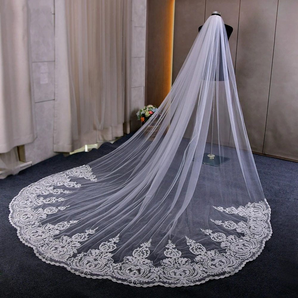 4m One Layer wedding Veil Cathedral Veil Tulle Bridal Veil With Comb Ivory White Veil Wedding Accessories Customized veil250108