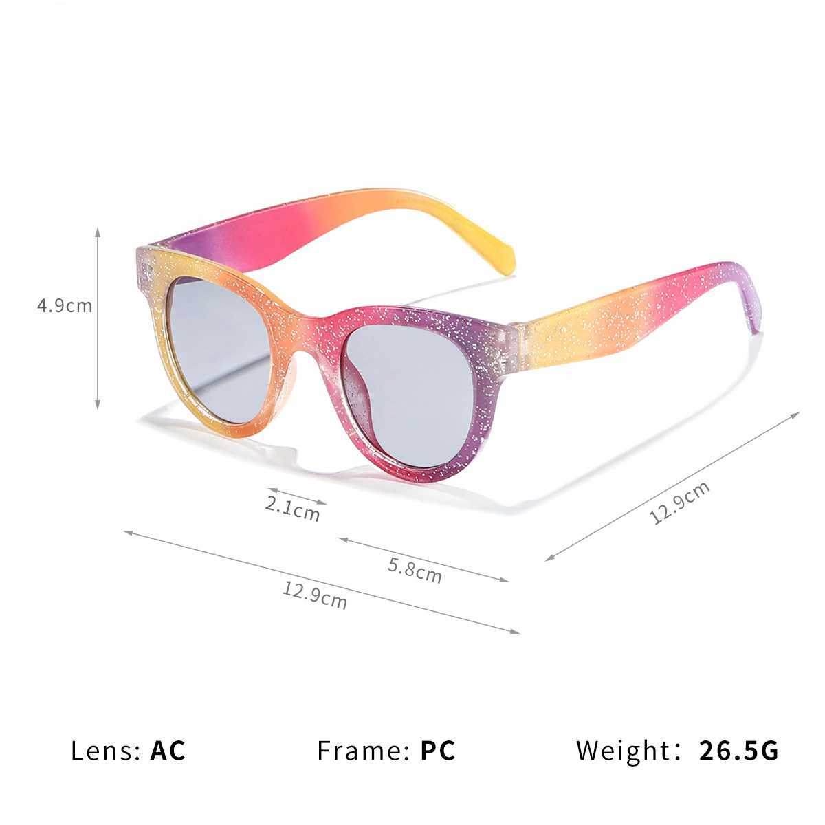 2024 New Rainbow Round Frame Sunglasses for Children Shining Summer Outdoor Sunglasses Fashion Glasses W250109
