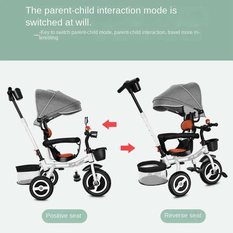 The new baby tricycle allows children aged 1-4 to sit and ride a lightweight tricycle with two-way multi-mode childrens stroller W250109