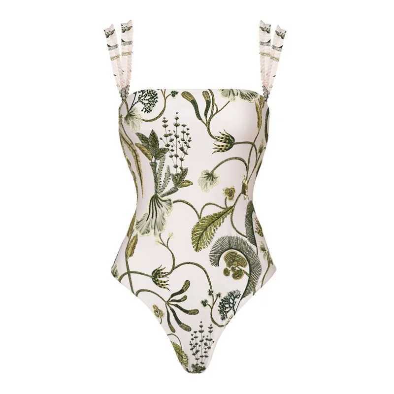 2024 New Print One Piece Swimsuit For Women Swimwear with Skirt Bathing Suit Monokini Beach Bodysuit Beach WearXJ240108