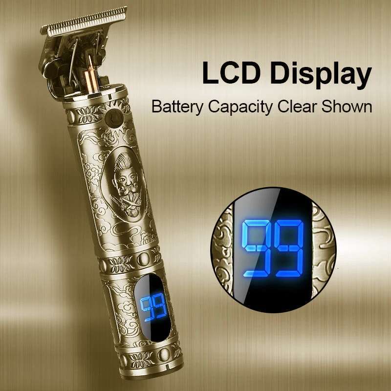 USB Rechargeable T9 Baldheaded Clipper LCD Electric Cordless Shaver Trimmer 0mm Men Barber Hair Cutting hin