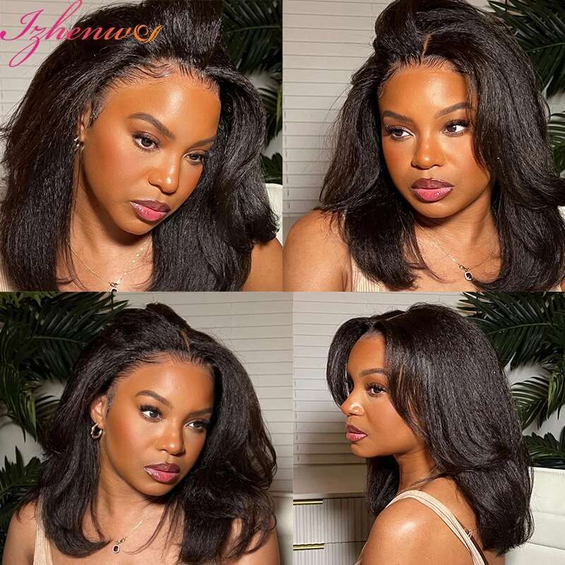 30 Inch Transparent Kinky 360 Frontal Yaki Straight 13X6 13X4 Lace Front Human Hair Wigs For Women