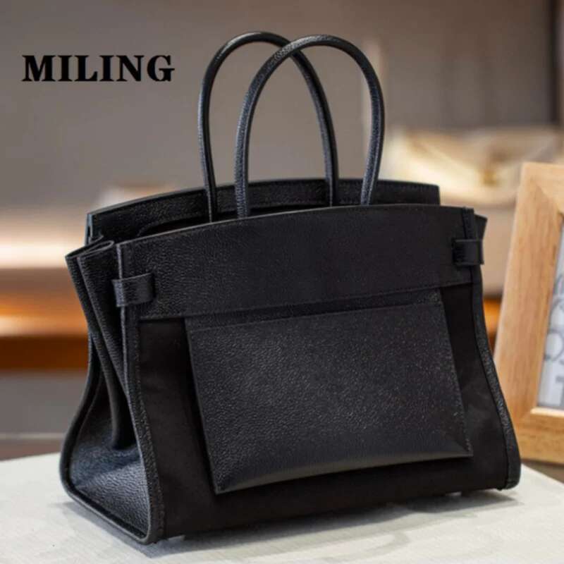 Women's Large Capacity Tote Bag Design Leather Splicing Canvas Handbags Ladies 2024 New Classic Commuting Satchels
