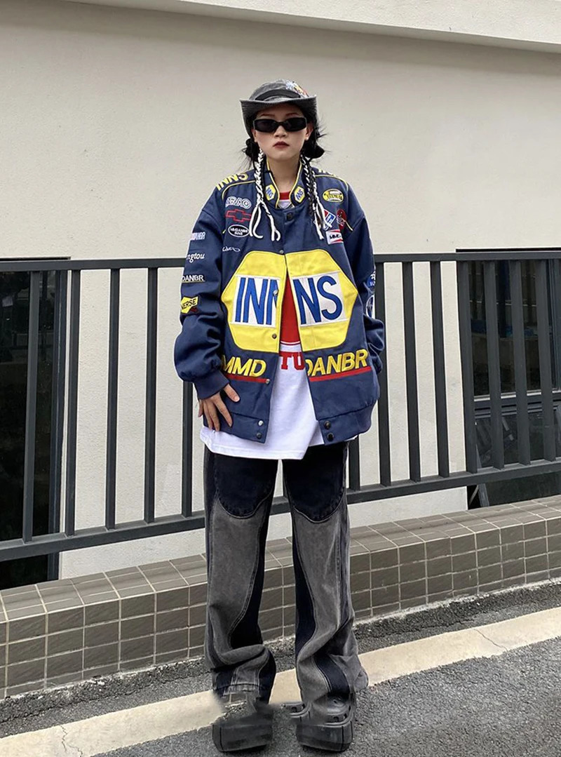 Unisex American y Bombers Coat Spring Autumn Hip Hop High Street Long Sleeve Top Bomber Varsity Racing Woman Jacket 250109