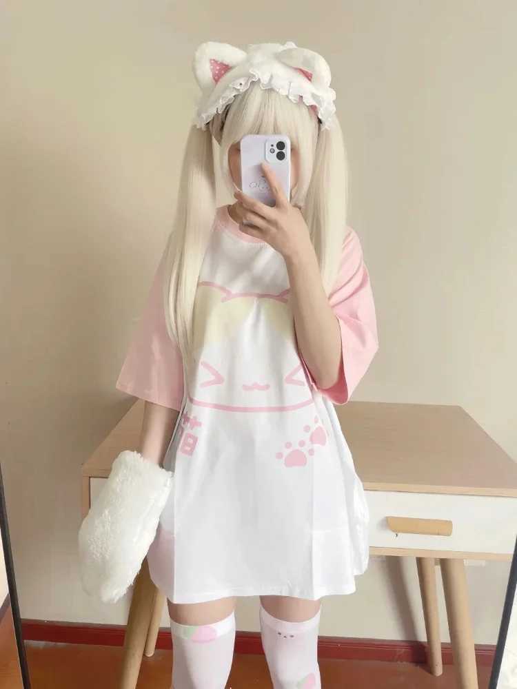 Japanese Grunge T-shirt Y2k Aesthetic Harajuku Anime Cartoon T-shirt Short sleeved Womens Kawaii Clothing Retro Street Clothing Top M250108