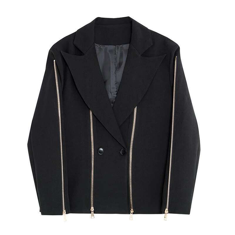 Autumn New Fashion Elegant Zipper Splicing Design Casual Blazer Coat Men's High Street Original Suit Jacket