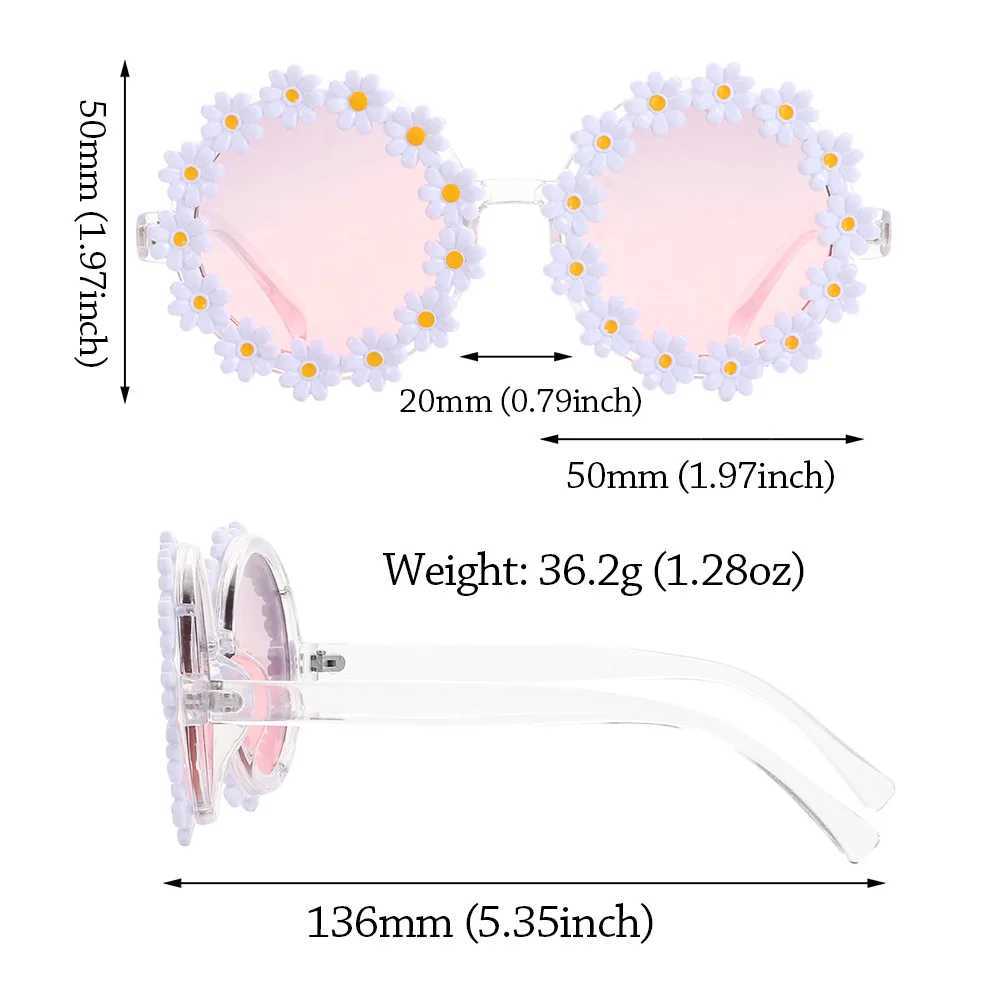 1Pc Retro Fashion Daisy Sunglasses Womens Novel Round Frame Flower Sunglasses Festival Par Disco Shadows Adult Children W250109