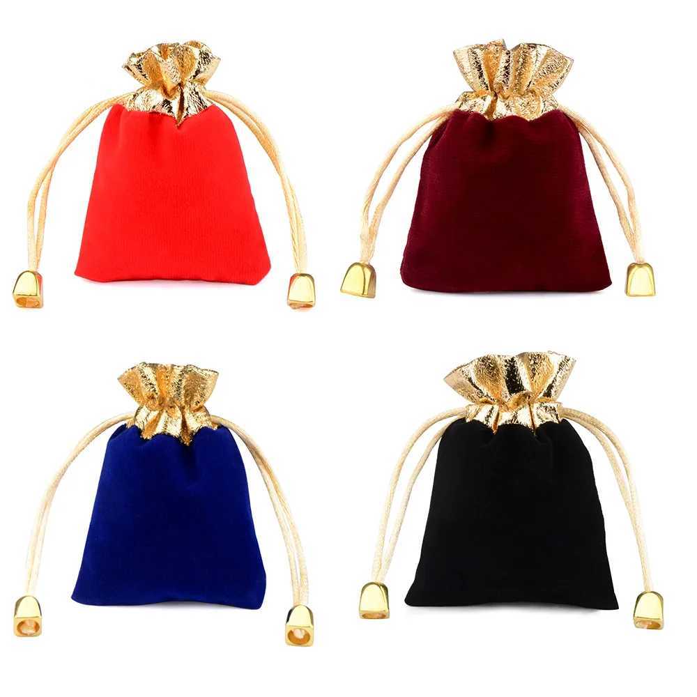 Multi size brushed velvet gift candy bag with vintage gold decoration used for weddings Christmas parties candy jewelry packaging W250109