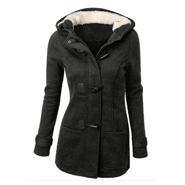 Selling Hooded Classic Cow Horn Button Jacket Cotton Coat AutumnWinter Parkas Fashion Outerwear 250108