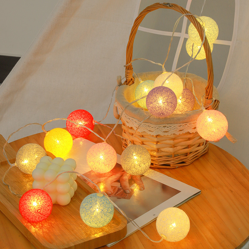 LED Cotton Thread Ball Light String Night Light Room Decoration Atmosphere Light Festival Party Color Light String Light Manufacturer Direct Sales Pin