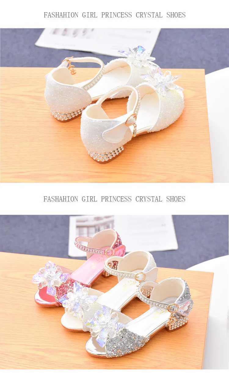 Summer girls sandals princess shoes childrens high heels girls fashion crystal models runway show hosts student performance shoes W250108