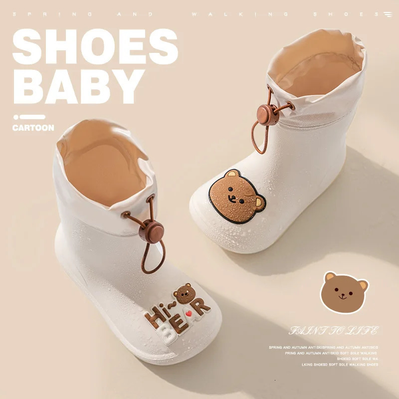Cartoon Children Rain Boots Toddler Waterproof Children Shoes EVA Lightweight Warm Kids Water Shoes Non-slip For Four Seasons 250106