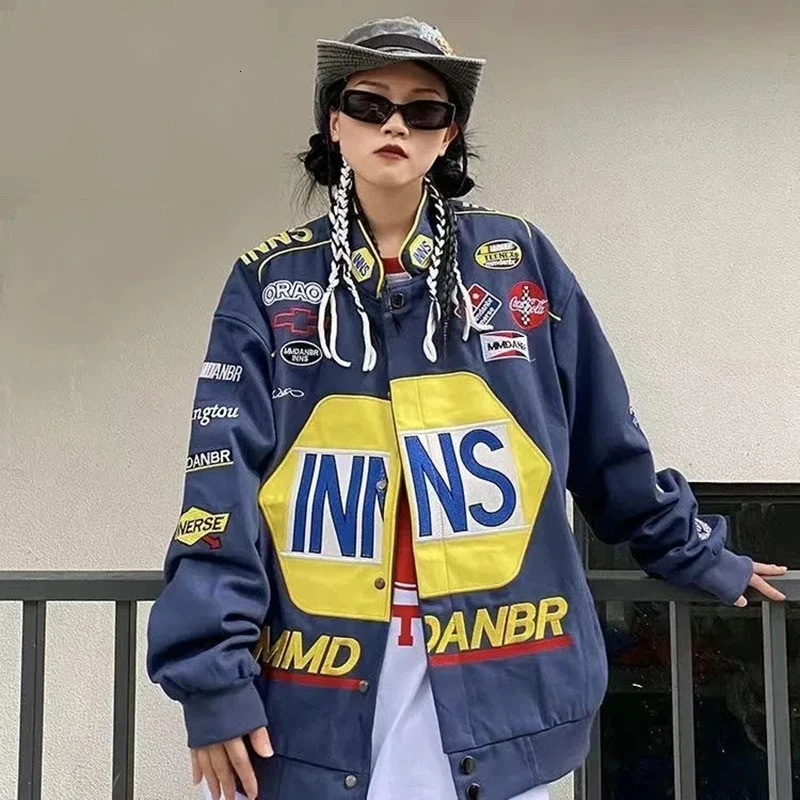 Unisex American y Bombers Coat Spring Autumn Hip Hop High Street Long Sleeve Top Bomber Varsity Racing Woman Jacket 250109