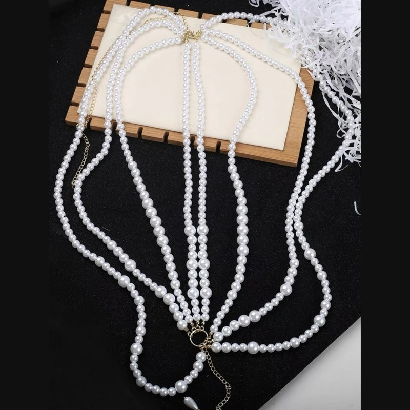 Y2K Jewelry Multilayer Pearl Waist Chain for Womens Fashion Retro Character Playing Body Accessories Sexy Party Accessorie Gift 250107