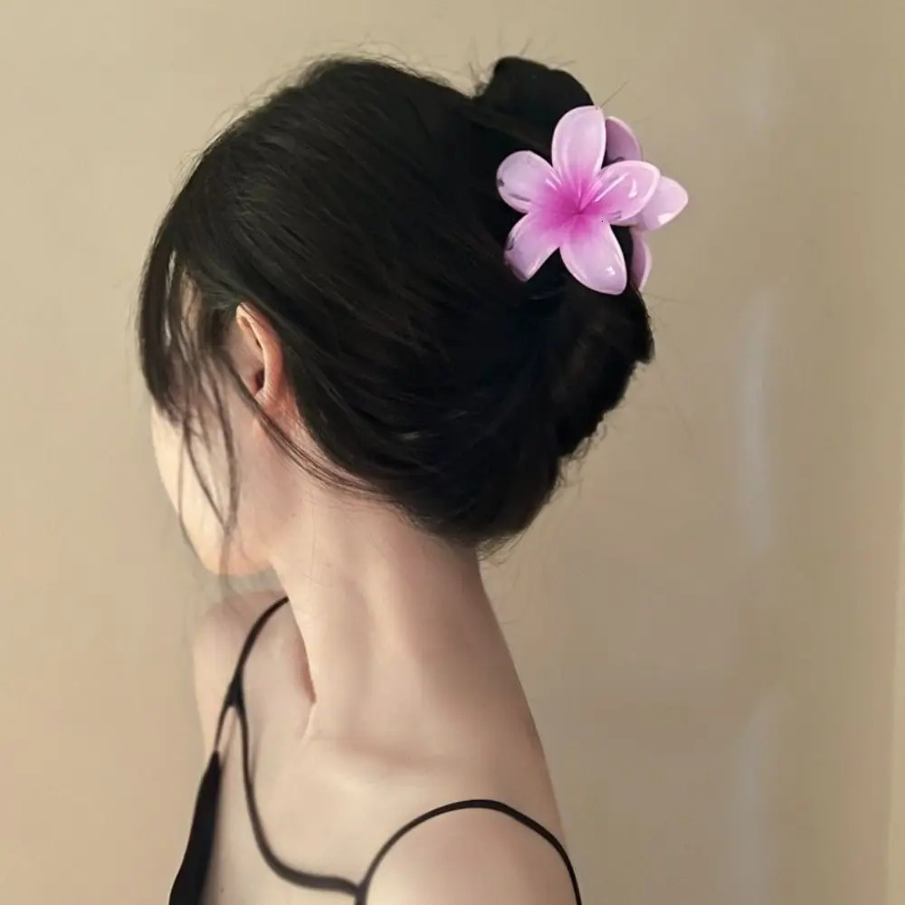 Hair Accessories Shark Clip Claw Plumeria Flower Shape Bohemian Styling Plastic Hairpins Summer 241228