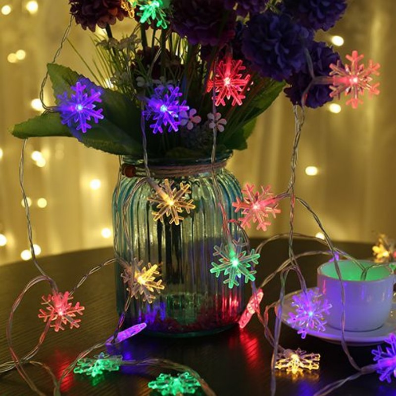 Cross-border LED snowflake string Christmas decoration wedding room decoration small colored lights Christmas tree decoration wholesale