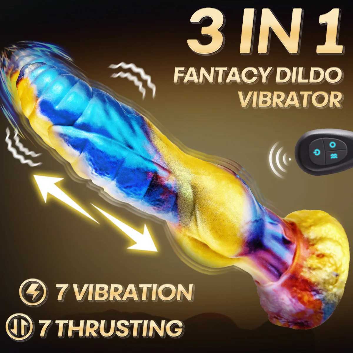 2025 Vibrator Thrusting Dildo Sex Toys Liquid Silicone Fantasy Dildo Monster Big Dildo Remote Control Toys avec Aspiration Tup