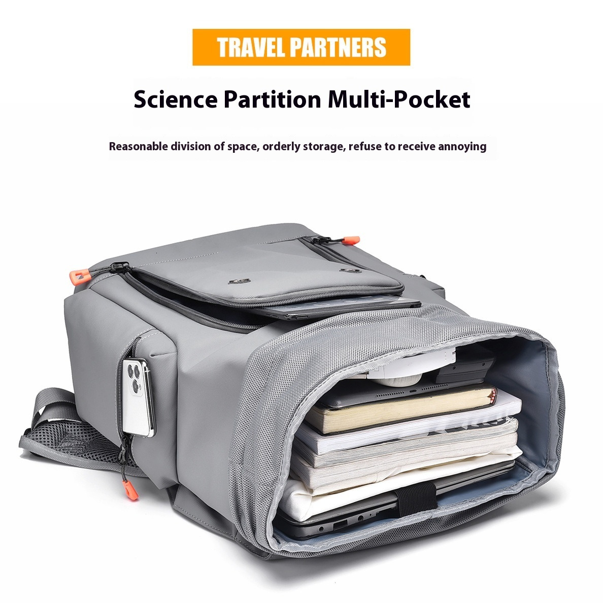 Backpack contrasting color large capacity computer travel bag commuting too designer bag
