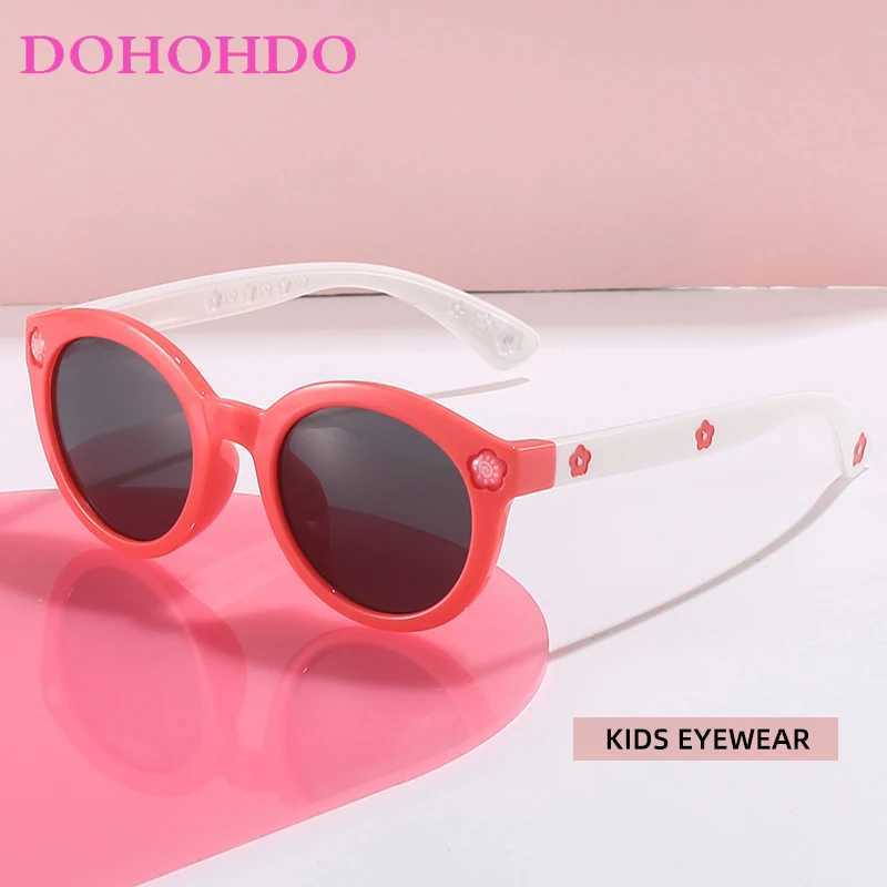DOHOHDO Childrens Cute Flower Centered Sunglasses Childrens Round Glasses Baby Fashion Color Sunglasses Boys and Girls Glasses UV400 W250109