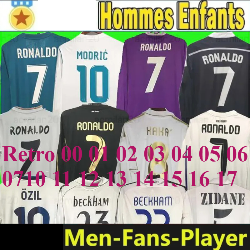 Soccer Jersey S-3XL Retro RAUL GUTI Ramos SEEDORF CARLOS 10 11 12 13 14 15 16 17 RONALDO ZIDANE RAUL 00 01 02 03 04 05 06 07 Finals KAKAFootball Vintage long sleeved shirt 666