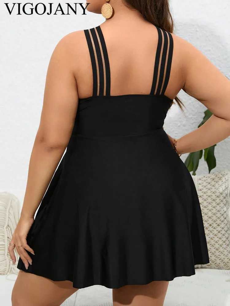 VigoJany 2025 Black 2 Piece Plus Size Dr Swimwear Women Strapped Large One Piece Swimsuit Beach Chubby Big Bathing SuitXJ240108