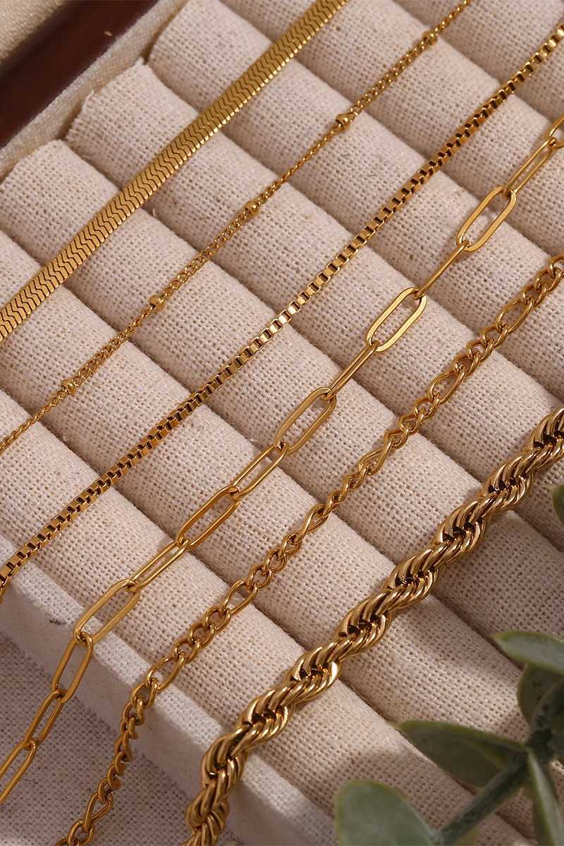 E.B.belle Blade Chain Figaro Chain Twists Chain Bracelet 18K Gold Plated 316L Stainl Steel Jewelry Womens Hand BraceletsXJ250109