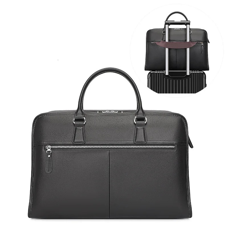 Classic Leather Mens Briefcase for Business 15.6 Inch Laptop Bag 250107