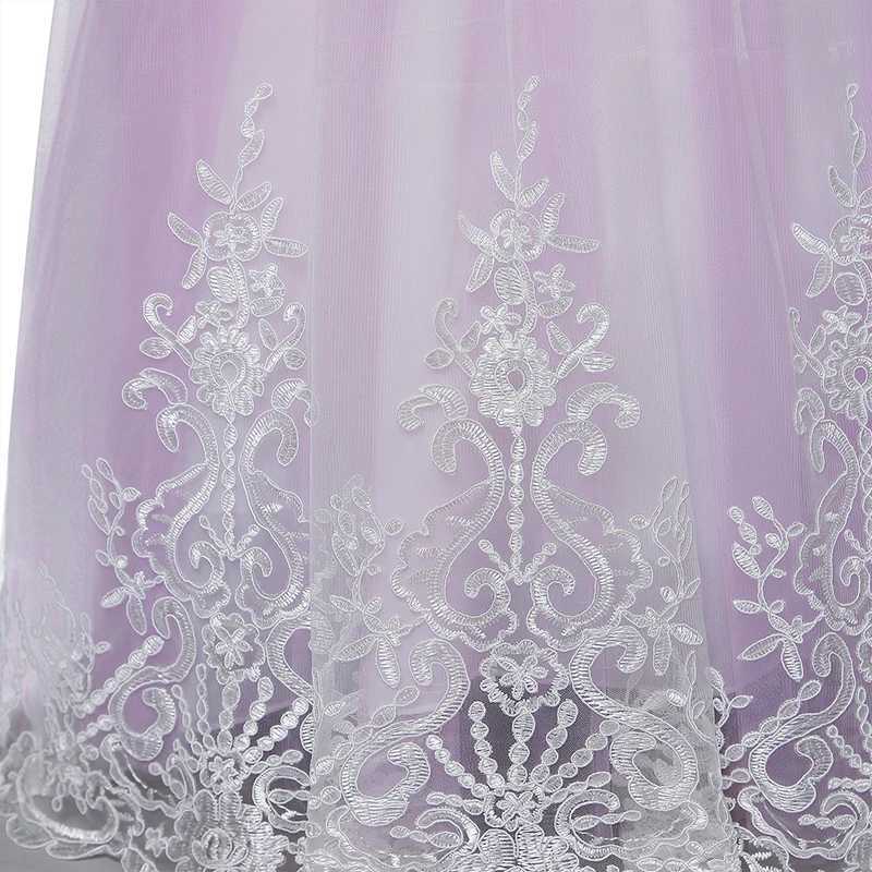 6 12 14 Yrs Girls Par Dresses Elegant Teenage Events Flower Purple Long Gown Bridesmaid Girl Wedding Costume Kids Gala ClothesXJ250108