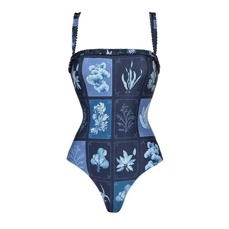 2024 New Print One Piece Swimsuit For Women Swimwear with Skirt Bathing Suit Monokini Beach Bodysuit Beach WearXJ240108