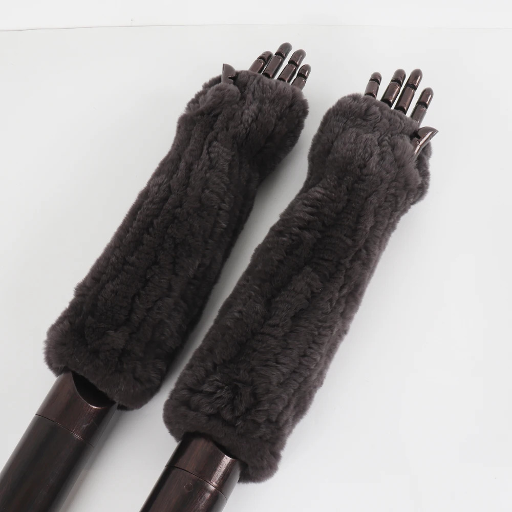 Fashion 100% Rex Rabbit Fur Womens Gloves Keep Warm in Winter Elastic Knitted Outdoor 241223