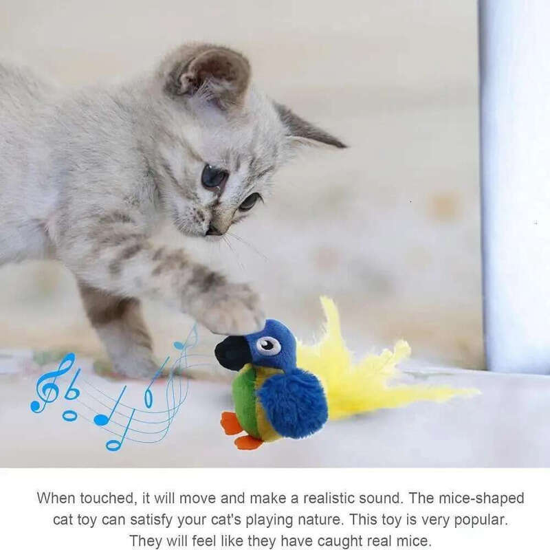 Flapping Wings Flying Sparrow Caip Toys Imulation Bird Interactive Cat Toy