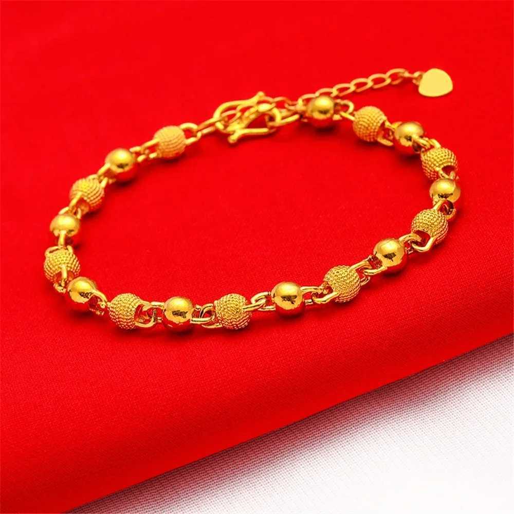 Fashion Luxury Golden Charm Bracelets for Women 6mm Smooth Beaded Chain Bracelet Wedding Jewelry Party Gift Pulseira FemmeXJ250109