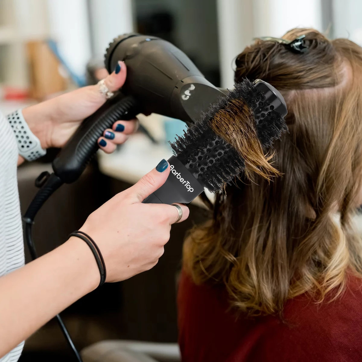 Handle Round Rolling Brush Straight Twill Hair Comb Round Barrel Hair Curling Brush With Pointed Tail Hairdressing Styling Tool 250106