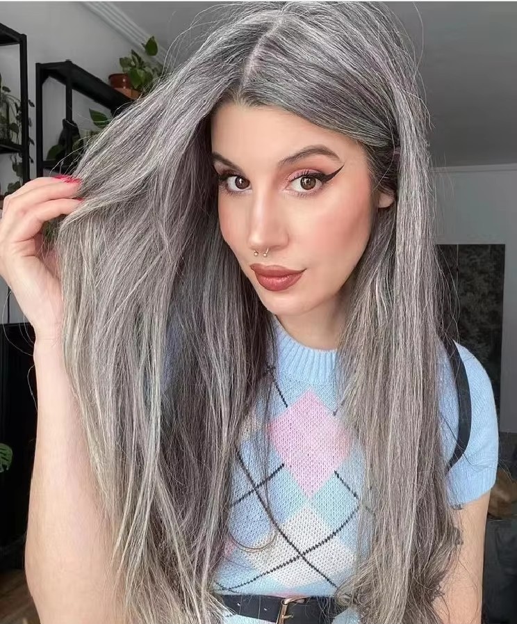 Original Salt And Pepper Color Bob Unprocessed Soft Raw Human Hair Invisible Knots Transparent Lace Front Wigs silky straight 5x5 hd