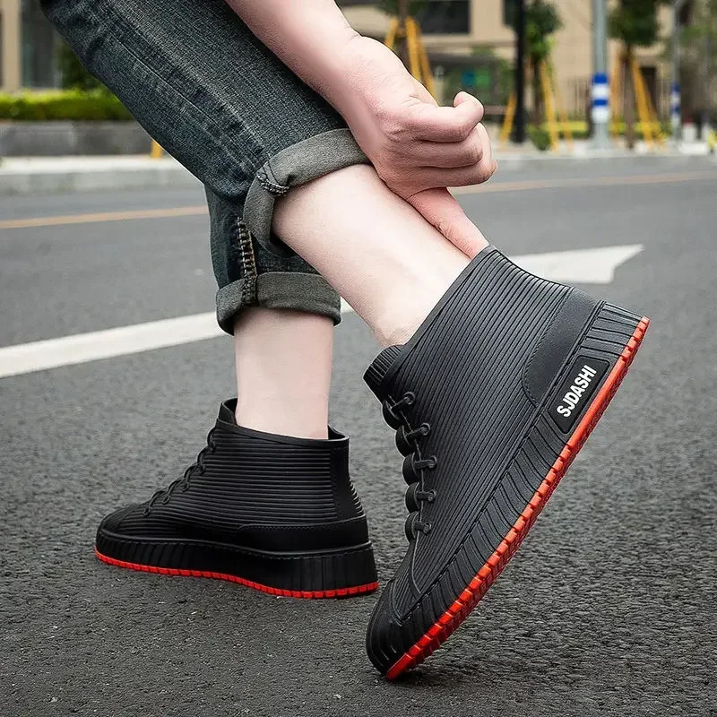 Short Ankle Low Cooking Fishing Rain Boots for Men Gum Chef Kitchen Pvc Waterproof Fashion Man Shoes Adult Outdoor Work Garden 250106