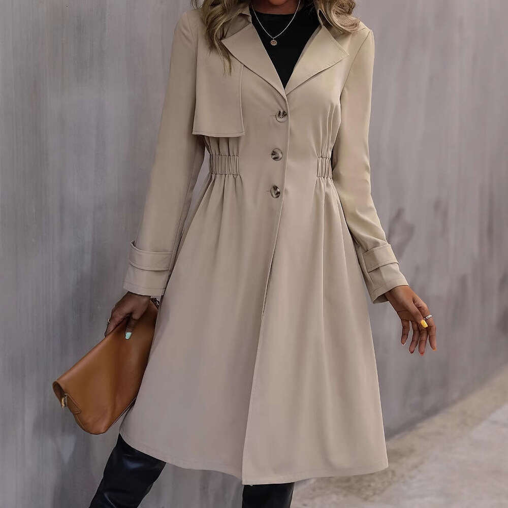 New Autumn Women's Extended High-End Waist Windbreaker Jacket With British Style Commuting And Shopping Matching