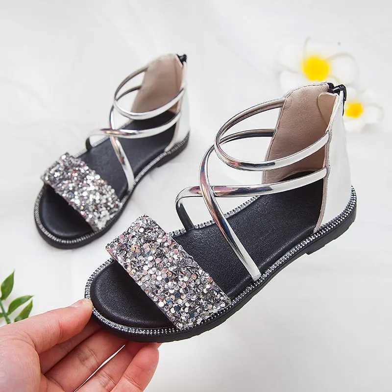 2020 Girls Princess Leather Sandals Summer Glitter Princess Shoes Childrens Sandals Childrens Little Girls 3 4 5 6 7 8 9 10 11 W250108
