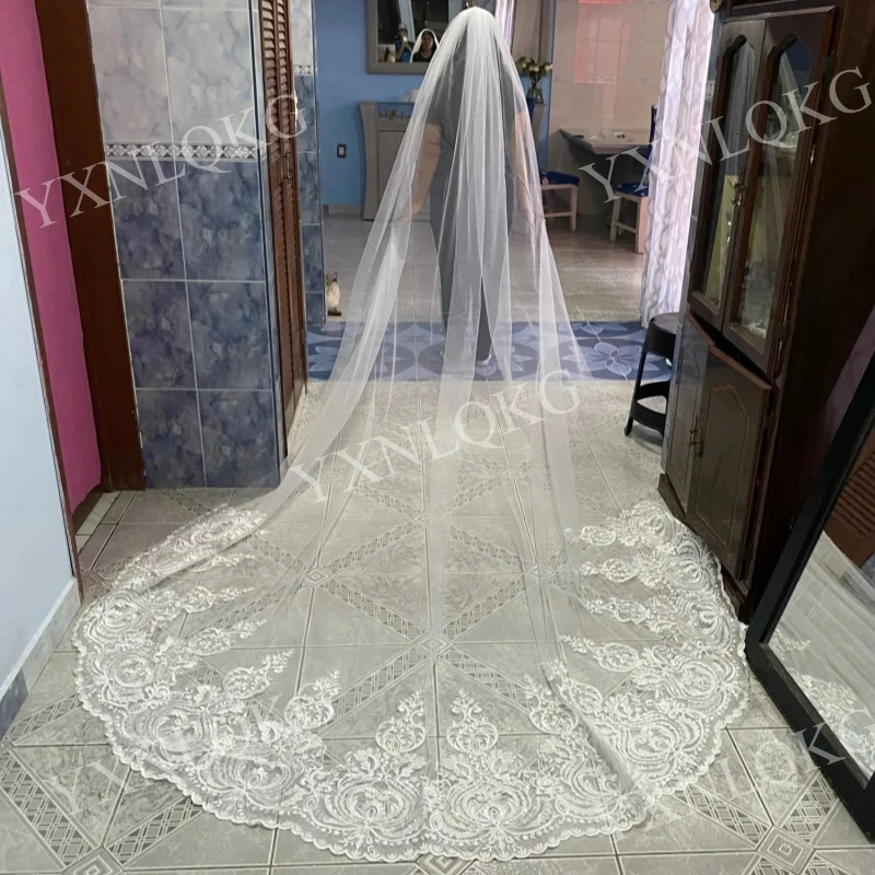 4m One Layer wedding Veil Cathedral Veil Tulle Bridal Veil With Comb Ivory White Veil Wedding Accessories Customized veil250108