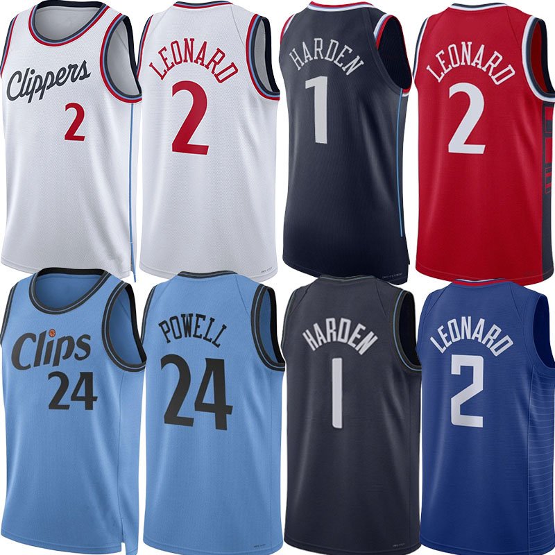 Kawh Leonard James Hardenn Basketball Jerseys Clipper Terance Mann Kai Jones Norman Powell Ivica Zubac Bones Hyland Nicolas Batum Mo Bamba Derrick Jones City Jersey